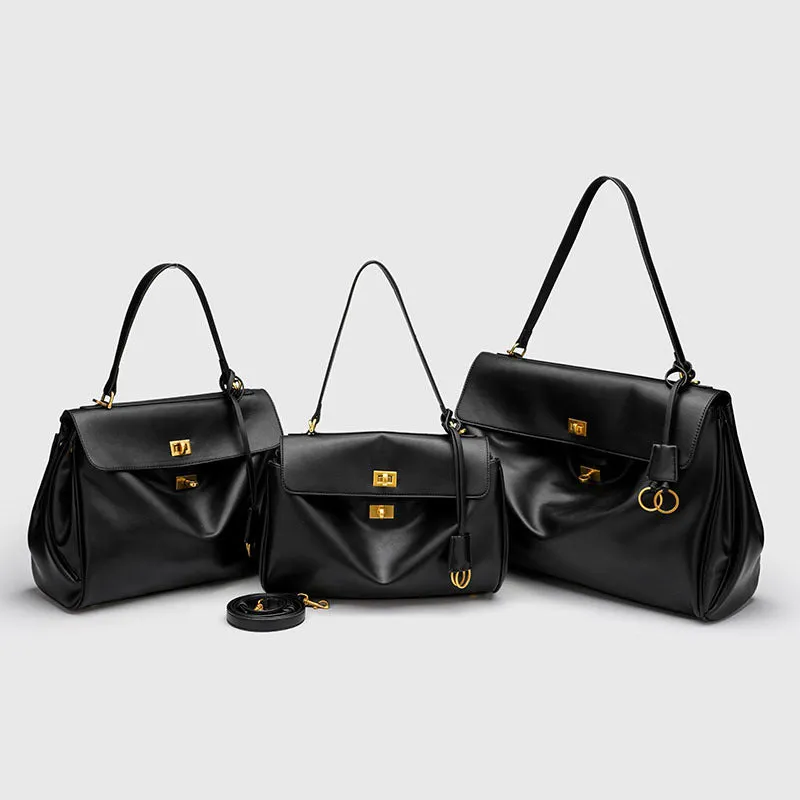 Women's Genuine Leather High-grade Underarm Commuter Kelly Shoulder Bags
