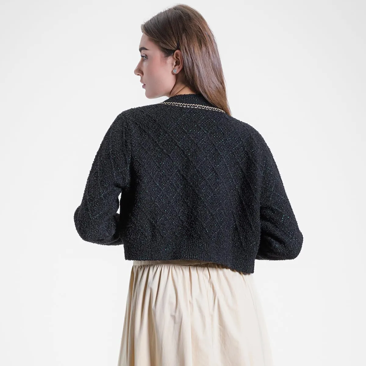 Women's Knit Cardigan Sweaters Casual Long Sleeve Open Front Button Down Cropped Jackets