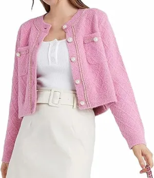 Women's Knit Cardigan Sweaters Casual Long Sleeve Open Front Button Down Cropped Jackets