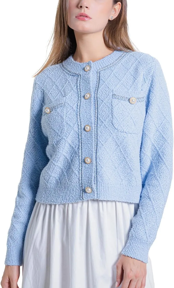 Women's Knit Cardigan Sweaters Casual Long Sleeve Open Front Button Down Cropped Jackets