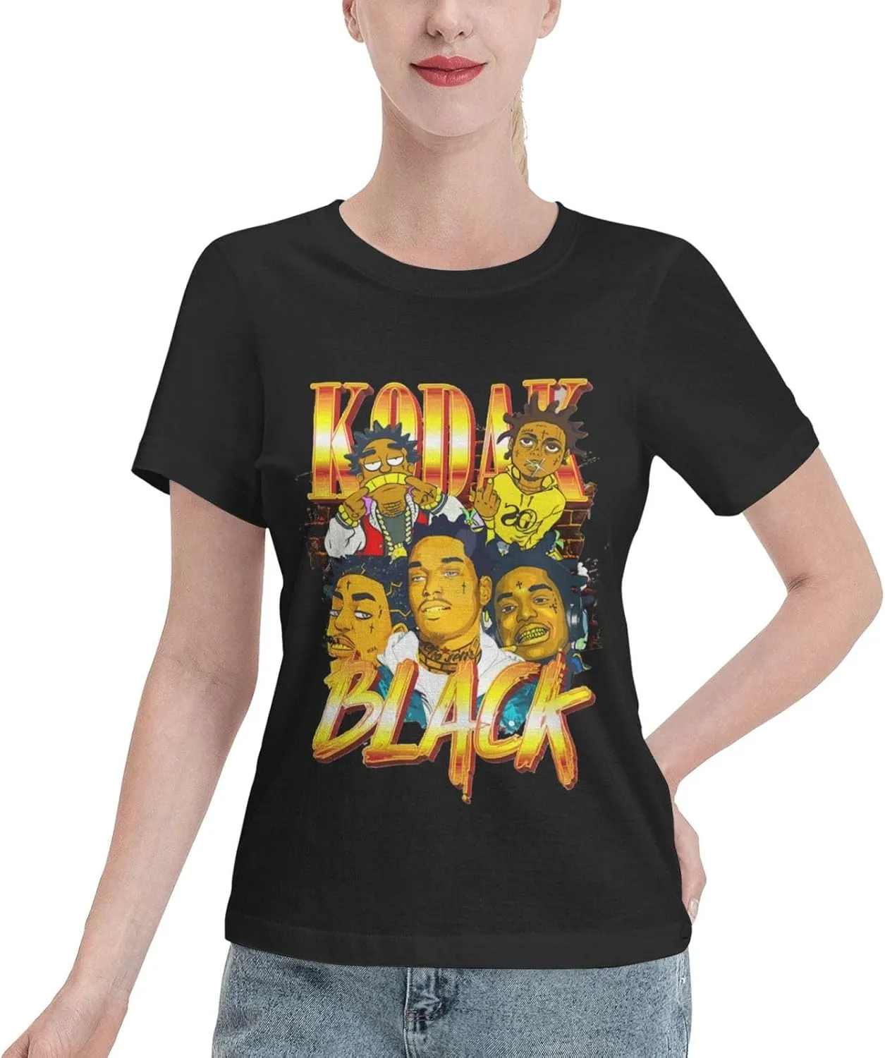 Women's Loose Novelty Short-Sleeve Crewneck T-Shirt Tops