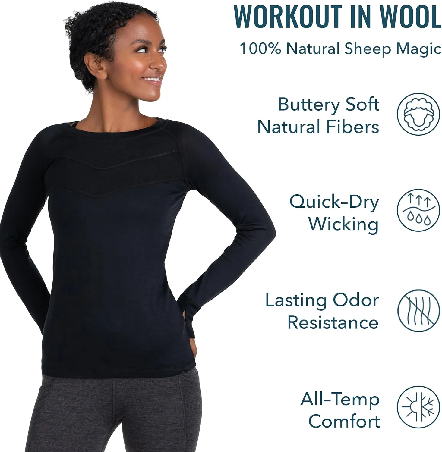 Women's Merino Long Sleeve Shirt by Woolly | RWS Certified | Soft, Stink Free, Seattle Designed