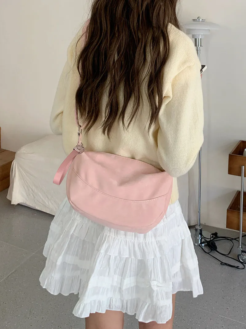 Women's Minority Korean Style Pink Dumpling Underarm Crossbody Bags
