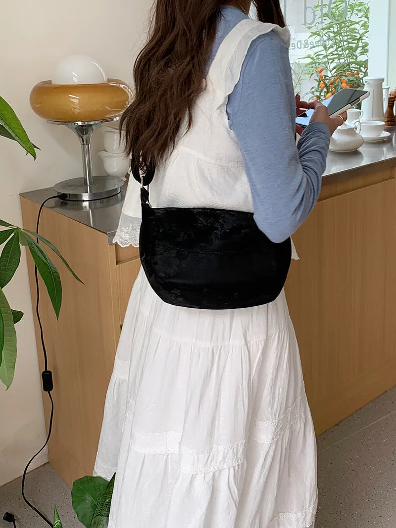 Women's Minority Korean Style Pink Dumpling Underarm Crossbody Bags