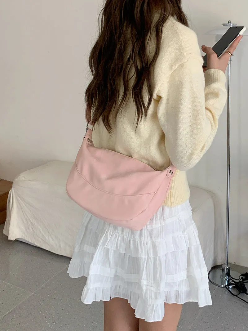 Women's Minority Korean Style Pink Dumpling Underarm Crossbody Bags