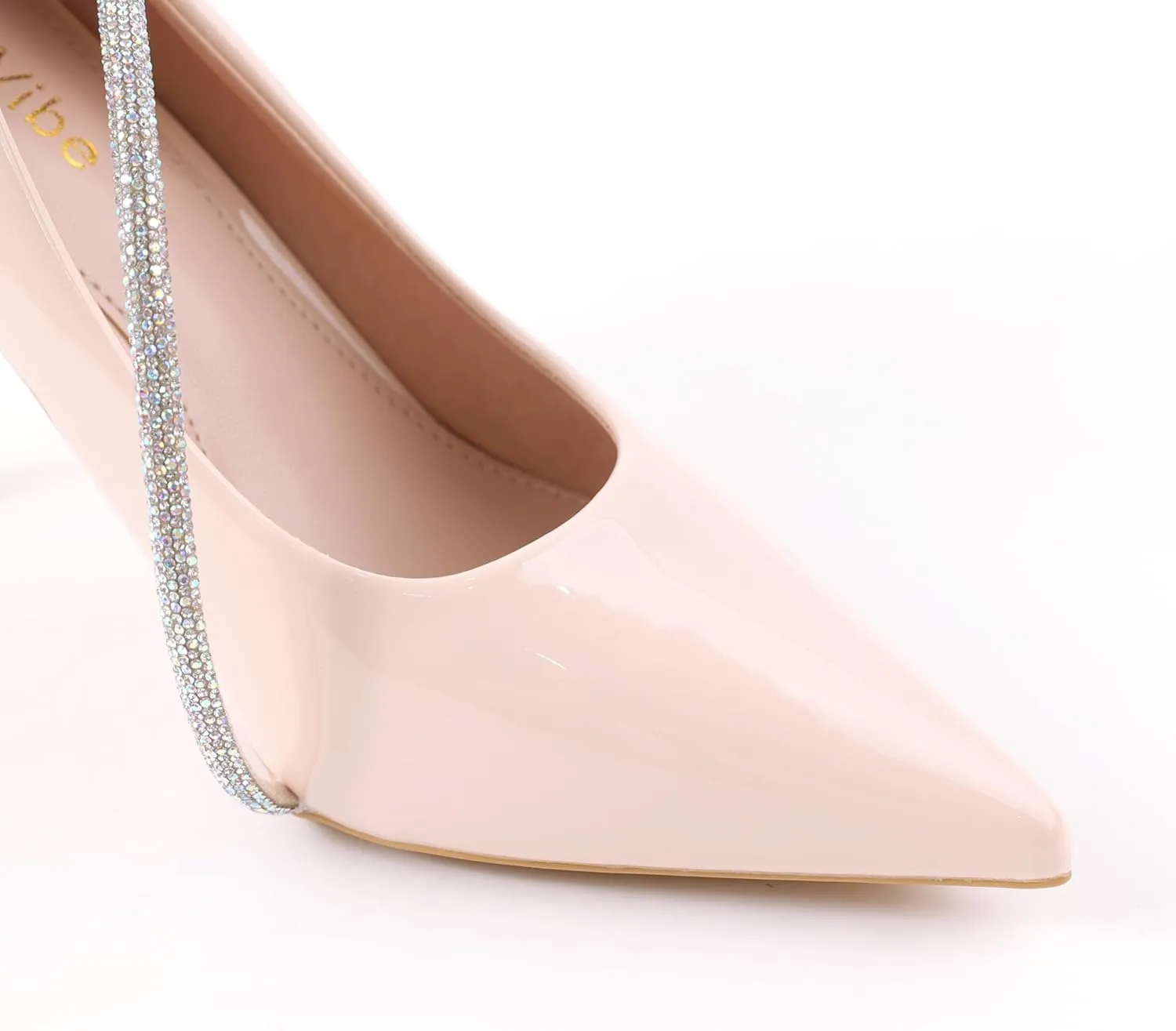 Women's Patent Pointed-Toe Heels, Cross-Strap Stiletto Pumps