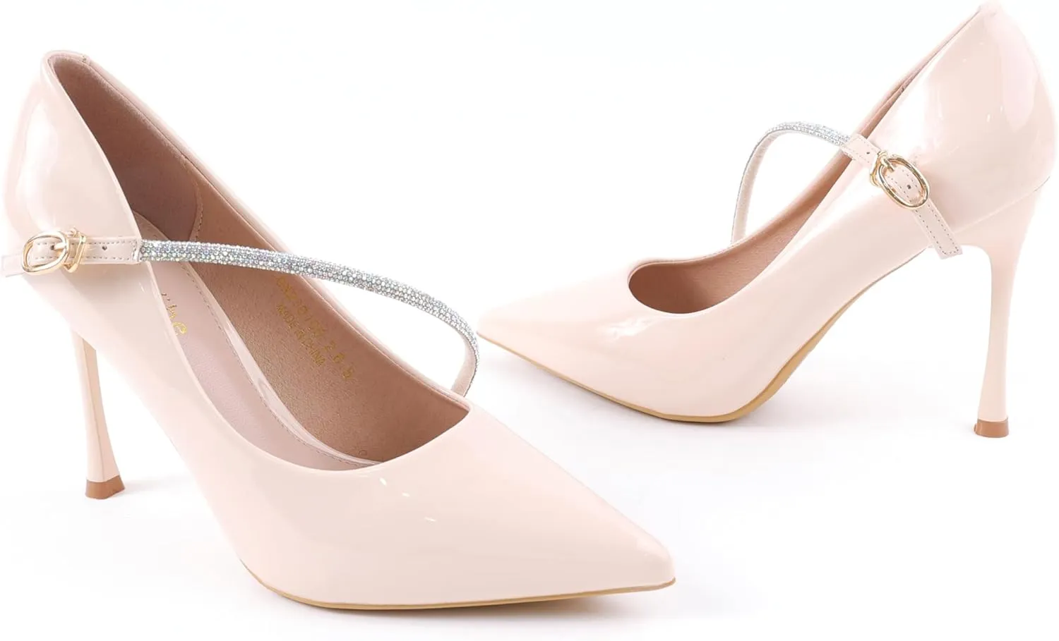 Women's Patent Pointed-Toe Heels, Cross-Strap Stiletto Pumps