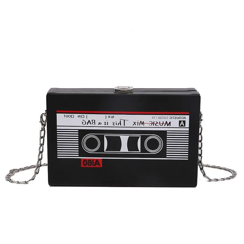 Women's Personalized Radio Trendy Box Tape Chain Shoulder Bags