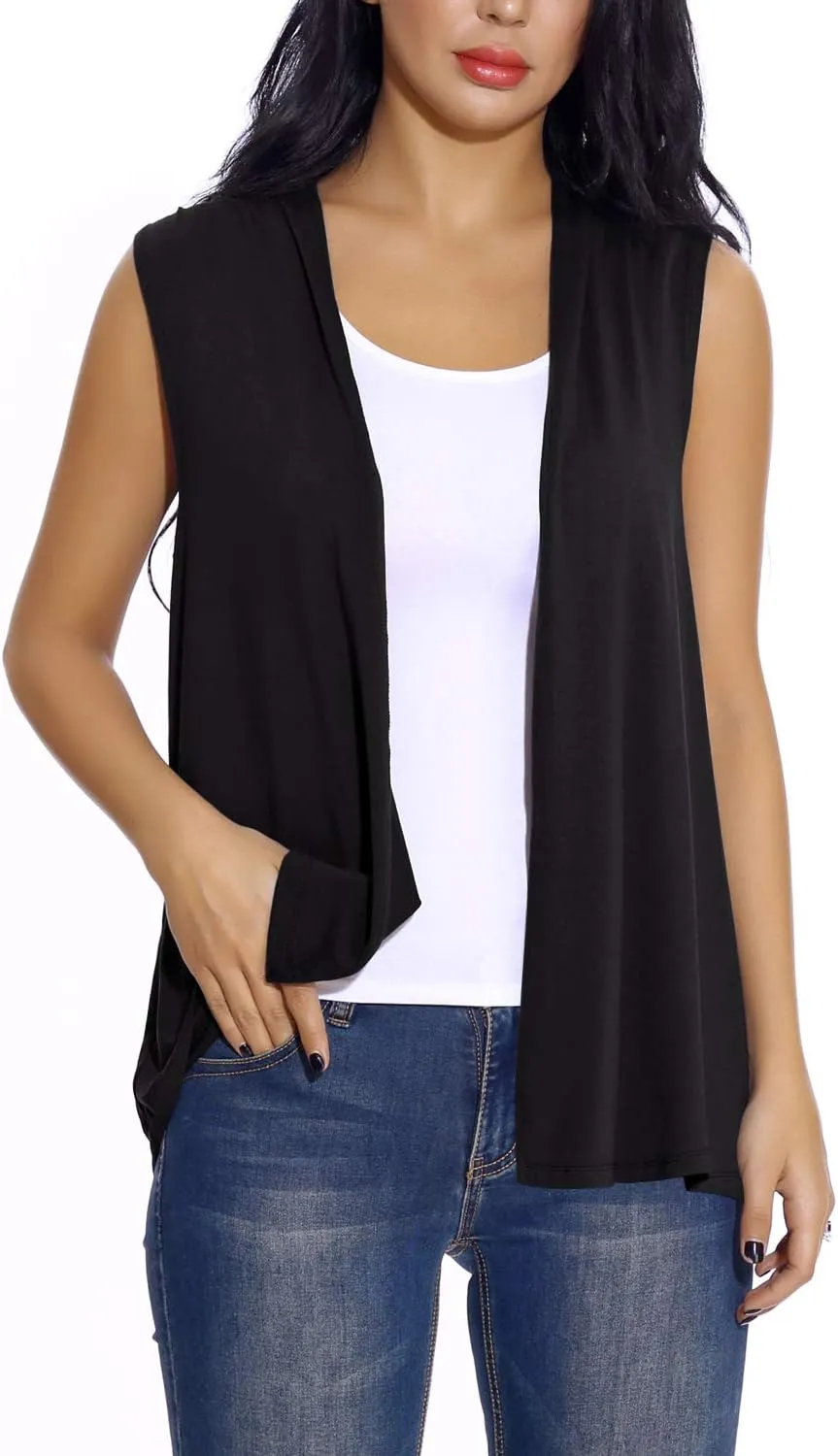 Women's Sleeveless Open Front Cardigan Vest Lightweight Cool Coat