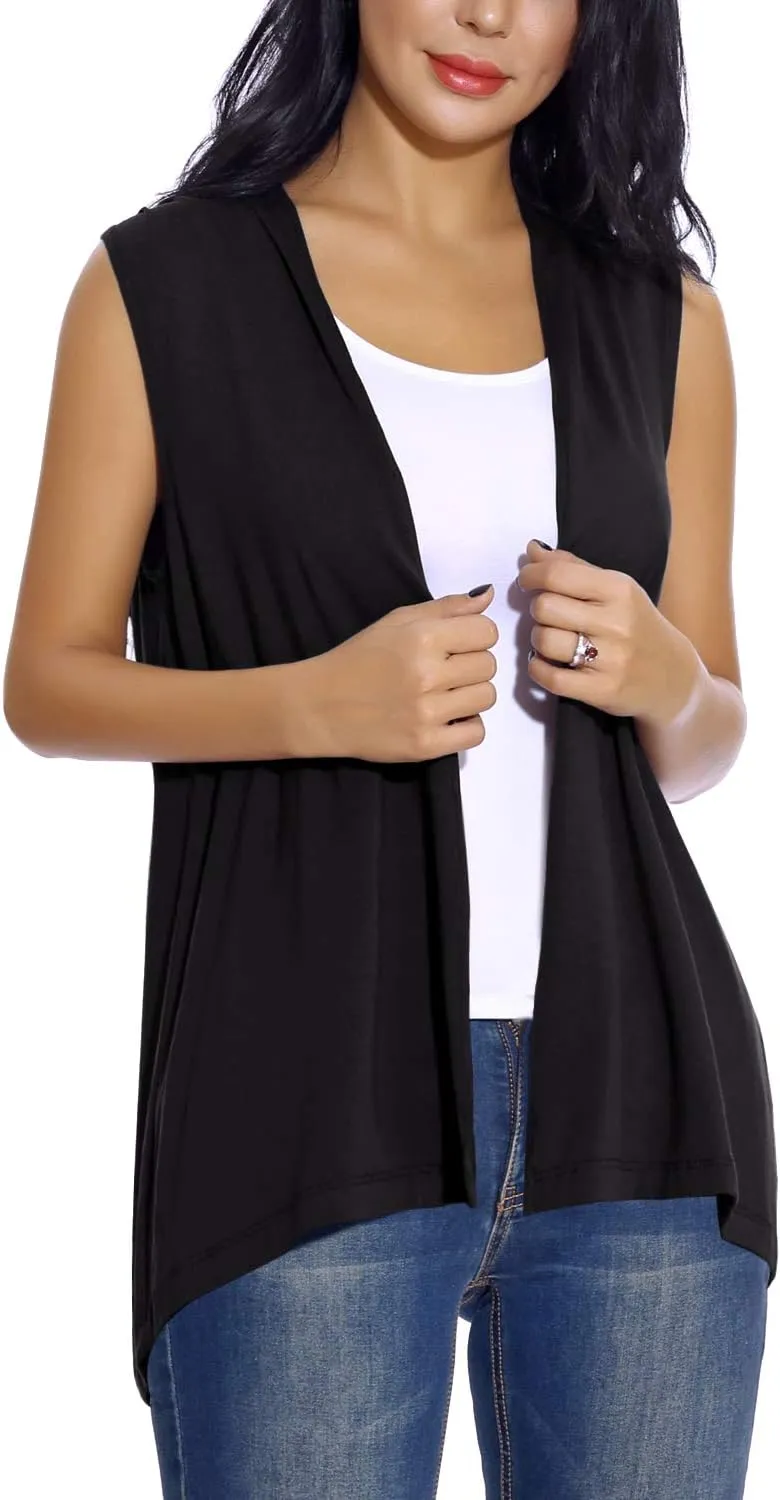 Women's Sleeveless Open Front Cardigan Vest Lightweight Cool Coat