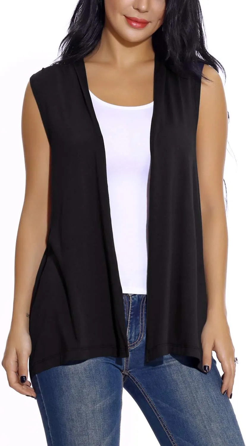 Women's Sleeveless Open Front Cardigan Vest Lightweight Cool Coat