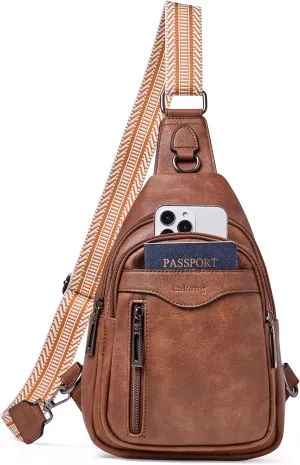 Womens Sling Bag Crossbody Bags for Women Vegan Leather Sling Backpack Daypack Fanny Pack Crossbody Purse Travel