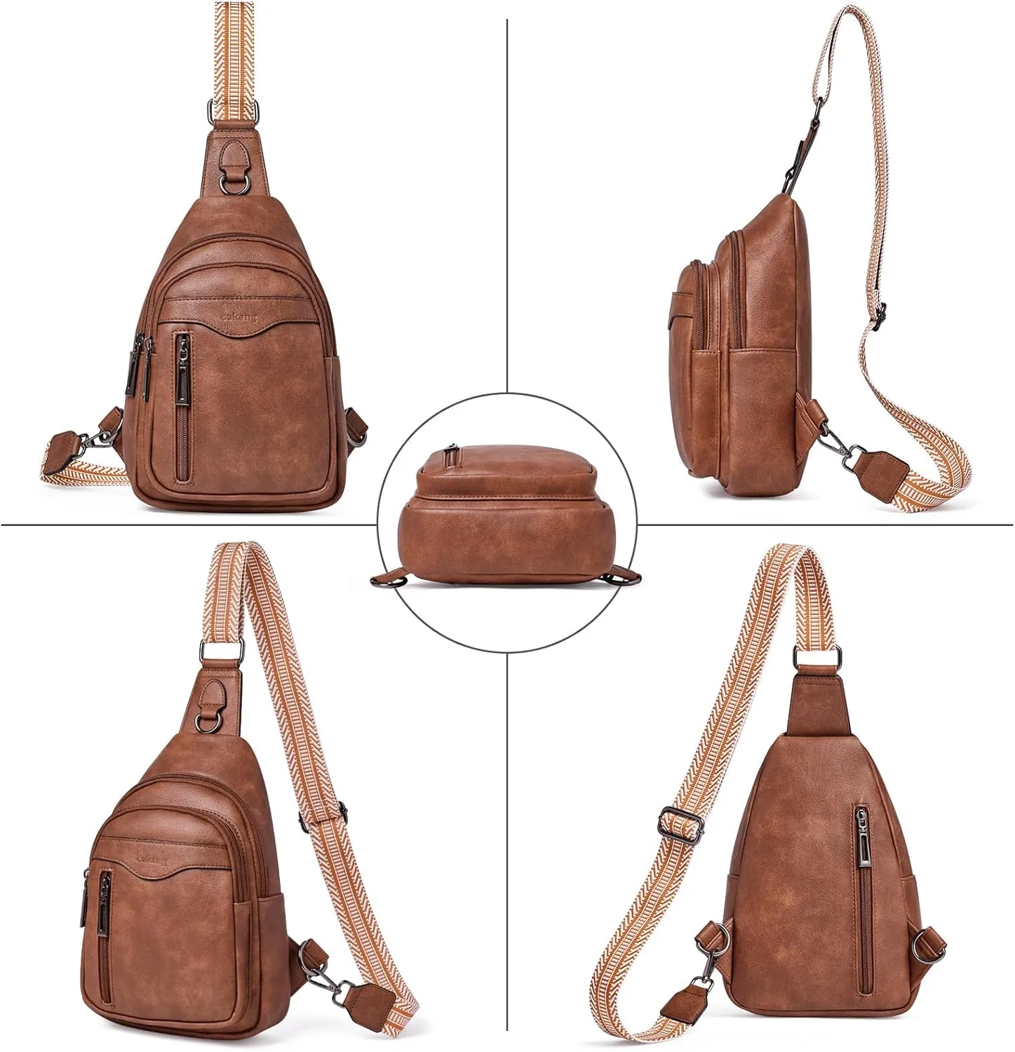 Womens Sling Bag Crossbody Bags for Women Vegan Leather Sling Backpack Daypack Fanny Pack Crossbody Purse Travel
