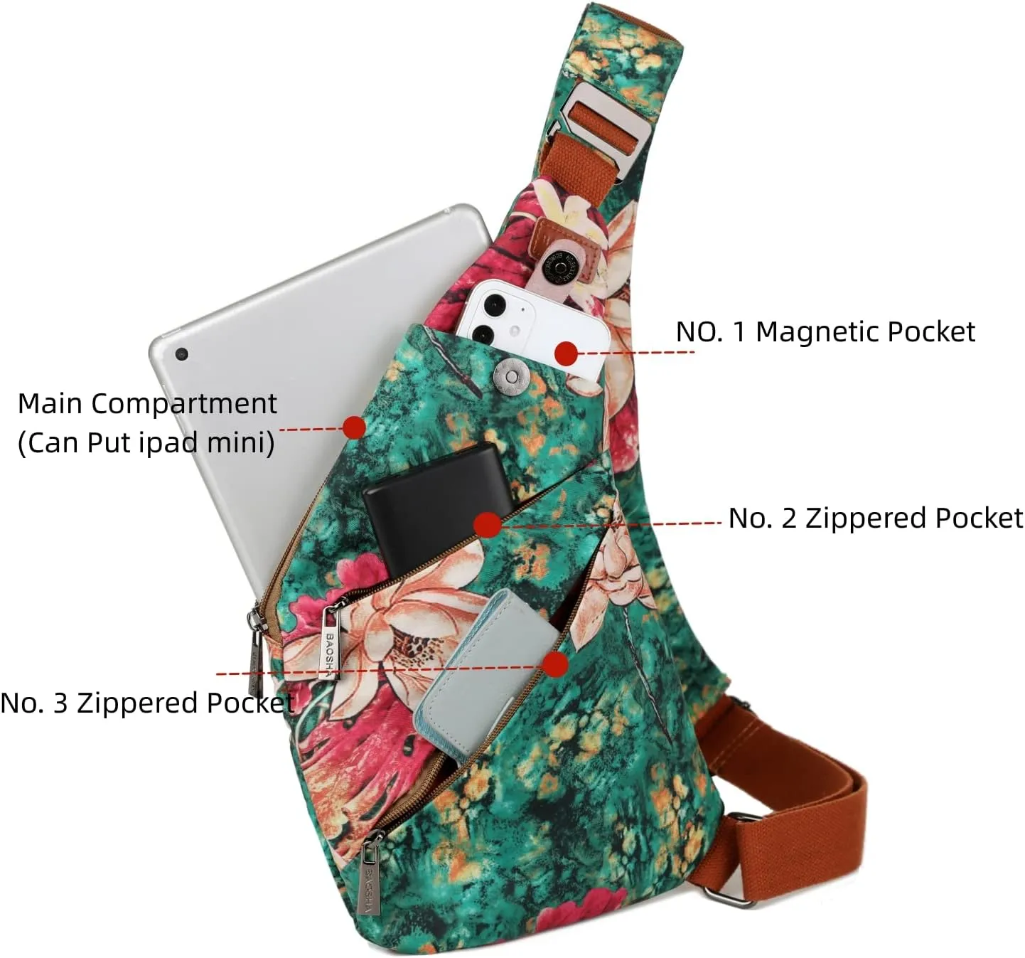 Women's Sling Bag Crossbody Chest Shoulder Anti Theft Travel purse Bag XB-15