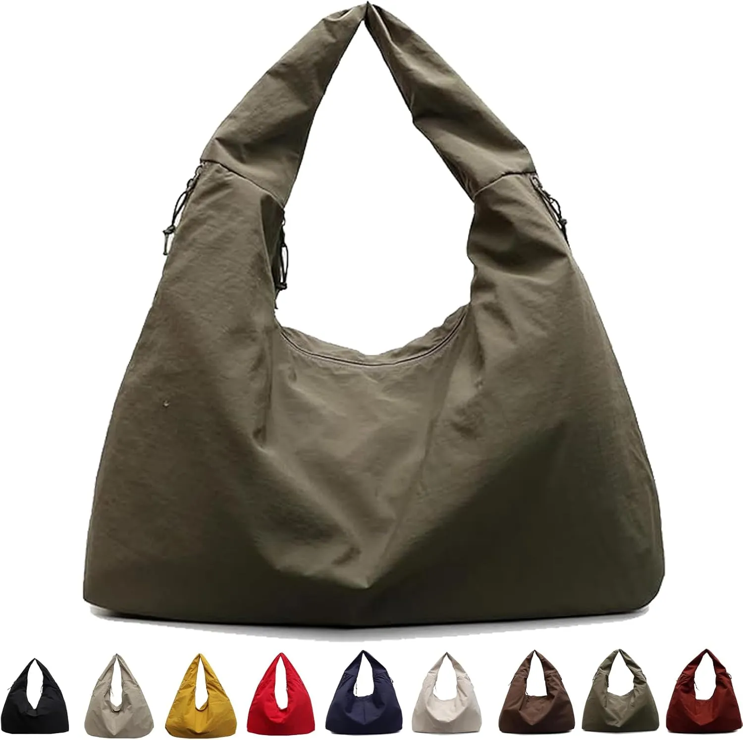 Women's Solid Color Textured Draped Tote Bag, Canvas Large Capacity Fashion Versatile Shoulder Bag for Shopping with Travel