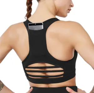 Women's Sports Yoga Bra with Pocket Sports Bra at Back