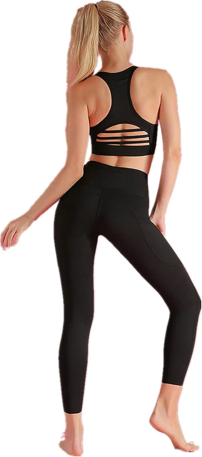 Women's Sports Yoga Bra with Pocket Sports Bra at Back