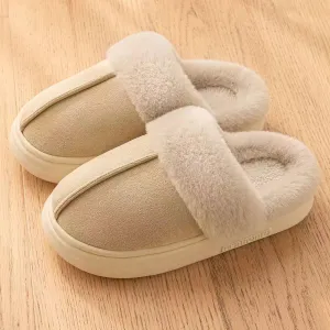 Women's Suede Slippers - Non-slip House Shoes, Indoor/Outdoor Fuzzy Slippers with Memory Foam
