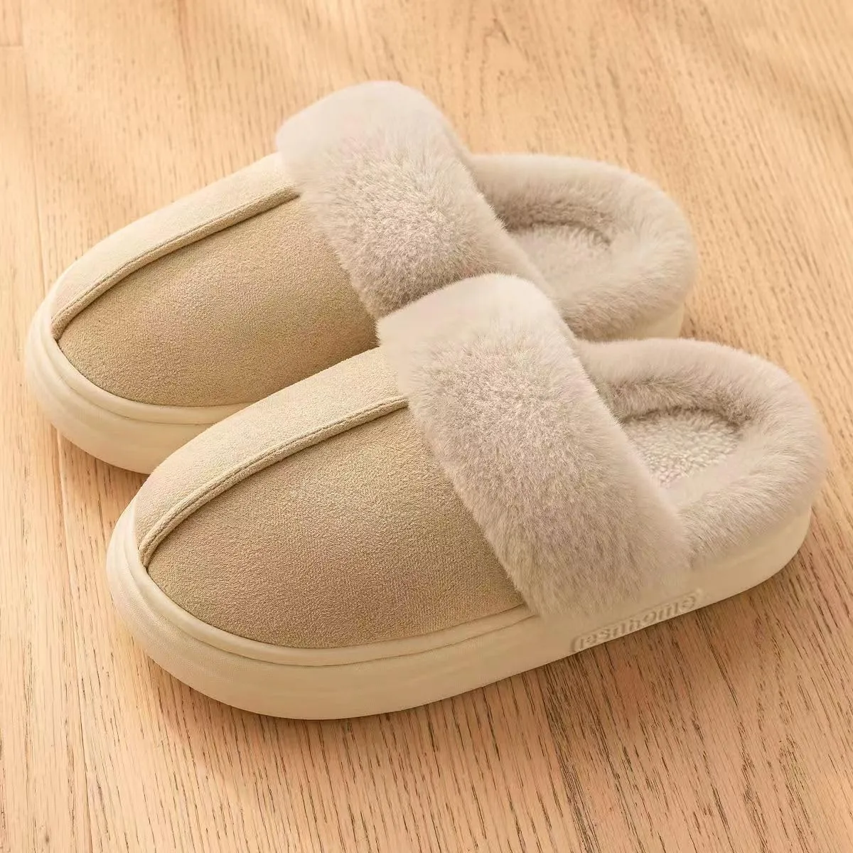 Women's Suede Slippers - Non-slip House Shoes, Indoor/Outdoor Fuzzy Slippers with Memory Foam
