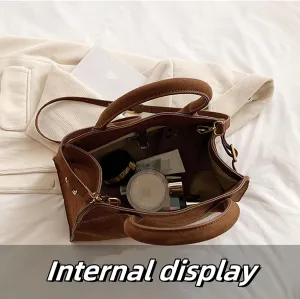 Women's Suede Tote Bag, Large Capacity Fall Shoulder Bag with Adjustable Strap, Casual Soft Work Bag