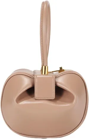 Women's Trendy Genuine Leather Clutch Purse Sphere Wristlet Handbags Mini Tote Bag Elegant Ladies Shoulder Satchels