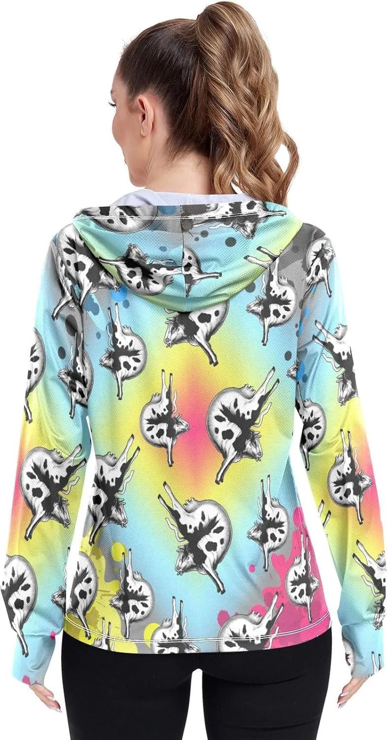 Women's UPF 50  Sun Protection UV Jacket - Zip Up Hoodie Long Sleeve Hiking Fishing Shirt with Pockets Thumb Hole