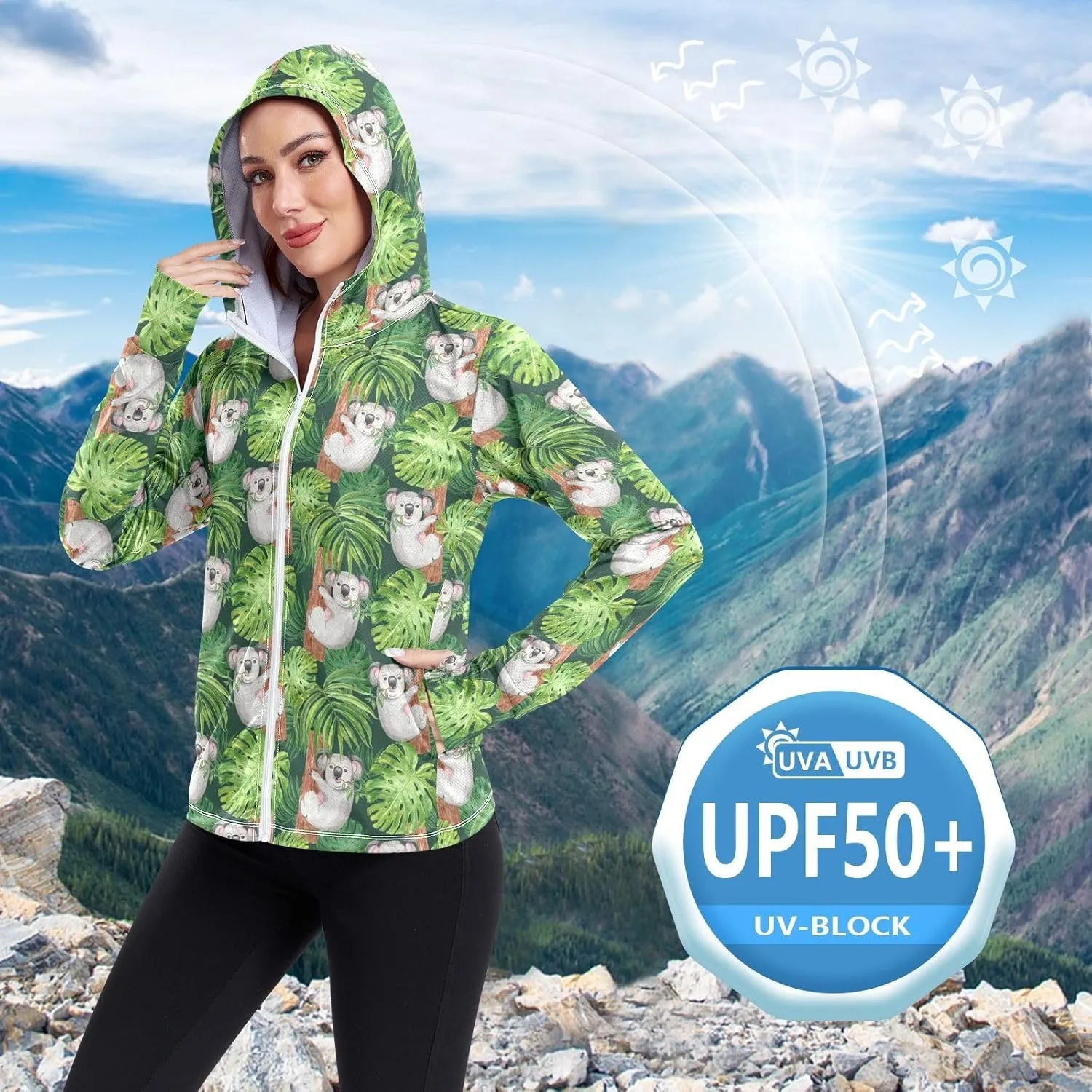 Women's UPF 50  Sun Protection UV Jacket - Zip Up Hoodie Long Sleeve Hiking Fishing Shirt with Pockets Thumb Hole