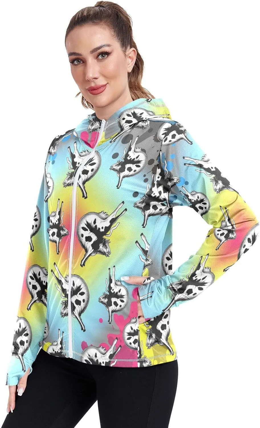 Women's UPF 50  Sun Protection UV Jacket - Zip Up Hoodie Long Sleeve Hiking Fishing Shirt with Pockets Thumb Hole