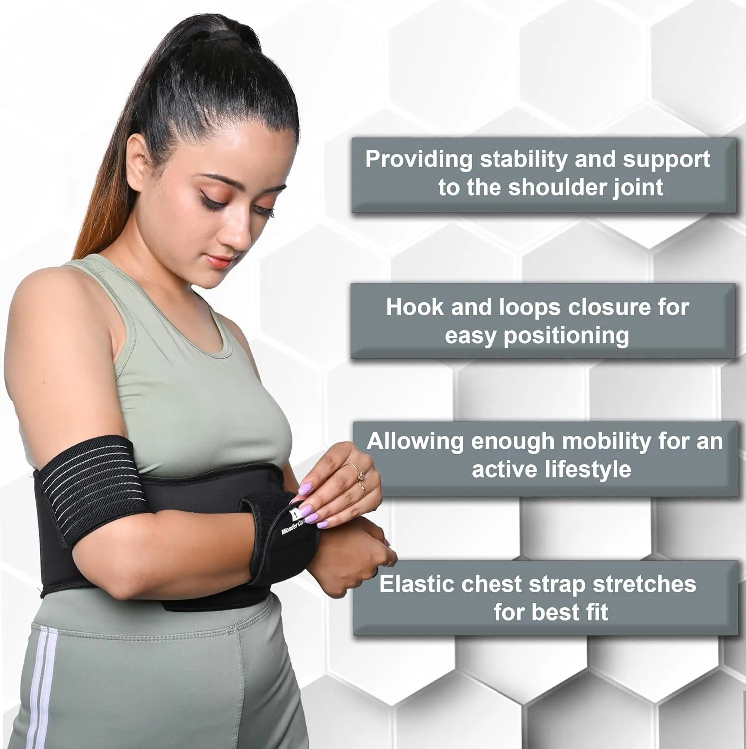 Wonder Care-Left Right Shoulder Immobilizer Arm Sling Elastic Brace for Clavicle Collar Bone Dislocation Subluxation Shoulder stabilizer Compression Brace After Rotator Cuff Surgery - Black-Size 3