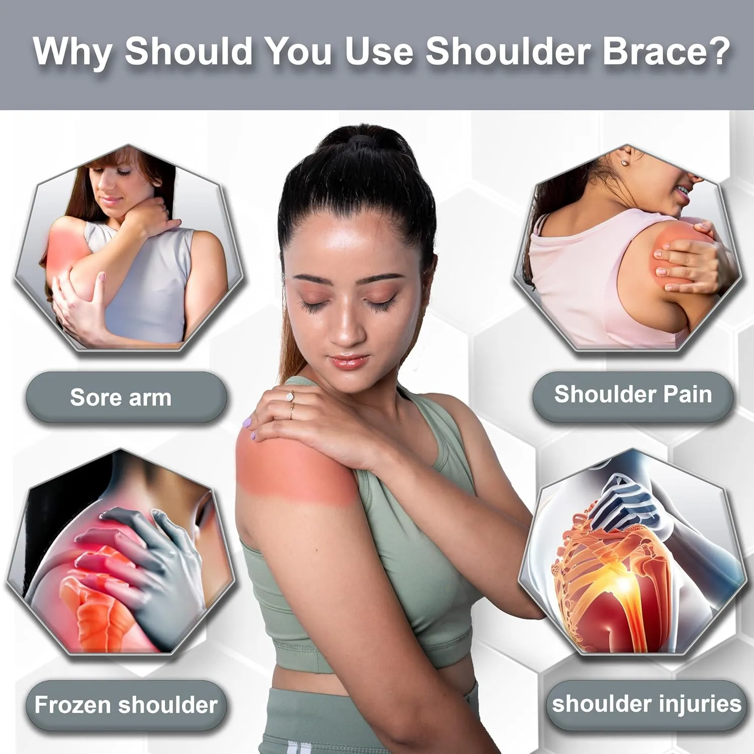 Wonder Care-Left Right Shoulder Immobilizer Arm Sling Elastic Brace for Clavicle Collar Bone Dislocation Subluxation Shoulder stabilizer Compression Brace After Rotator Cuff Surgery - Black-Size 3
