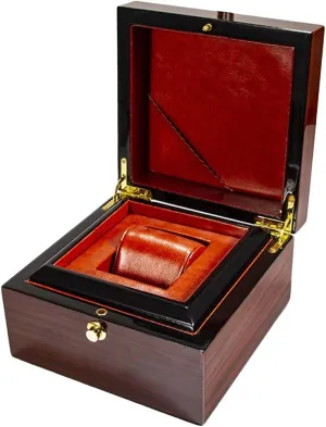 Wood Single Slots Watch Bangle Display Case Wristwatch Box Organizer, Jewelry Storage with Pillow Cushion
