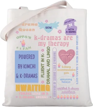 WSNANG K-drama Canvas Tote Bag K-drama Lover Gift Gift Korean Style K-Drama Lover Shoulder Bag k-Drama Addict Gift