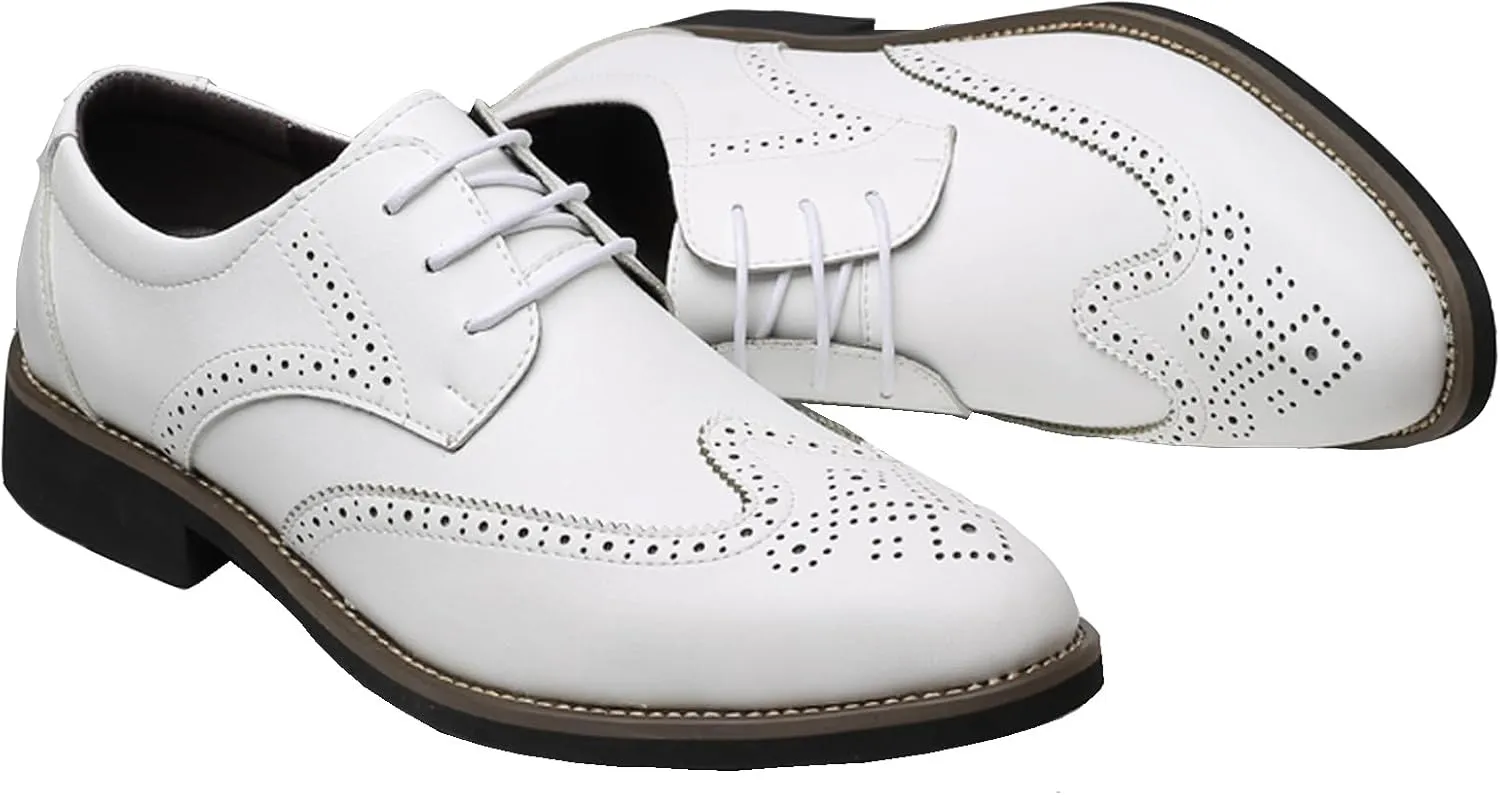 WUIWUIYU Men's Manmade Leather Lace-up Wedding Business Formal Dress Wingtips Brogue Shoes Oxfords