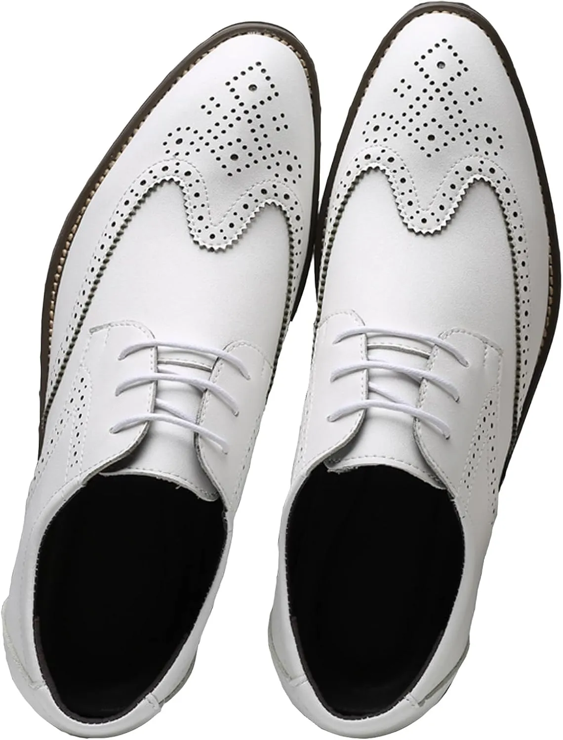 WUIWUIYU Men's Manmade Leather Lace-up Wedding Business Formal Dress Wingtips Brogue Shoes Oxfords