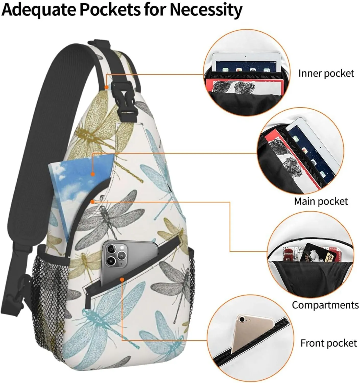WURTON Star Constellation Map Print Crossbody Sling Backpack Sling Bag Travel Hiking Chest Bag Daypack