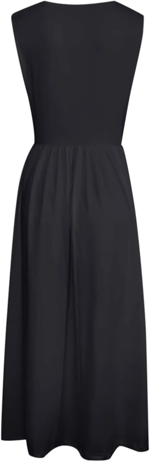 WYTong Women's Summer Tank Midi Dress 2025 Sleeveless Tank Midi Dresses with Pockets Casual A Line Flowy Dress