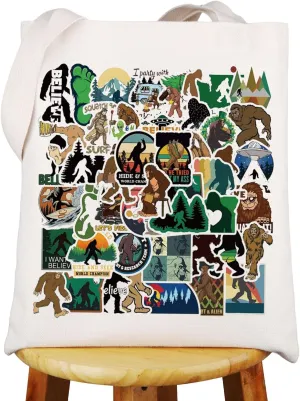 WZMPA Funny Sasquatch Tote Bag Sasquatch Fans Gift Believe Sasquatch Canvas Handbag Sasquatch Merchandise
