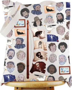 WZMPA OFMD Pirate Tote Bag OFMD TV Show Fans Gift OFMD Stede & Edward Shopping Grocery Bag OFMD Merchandise