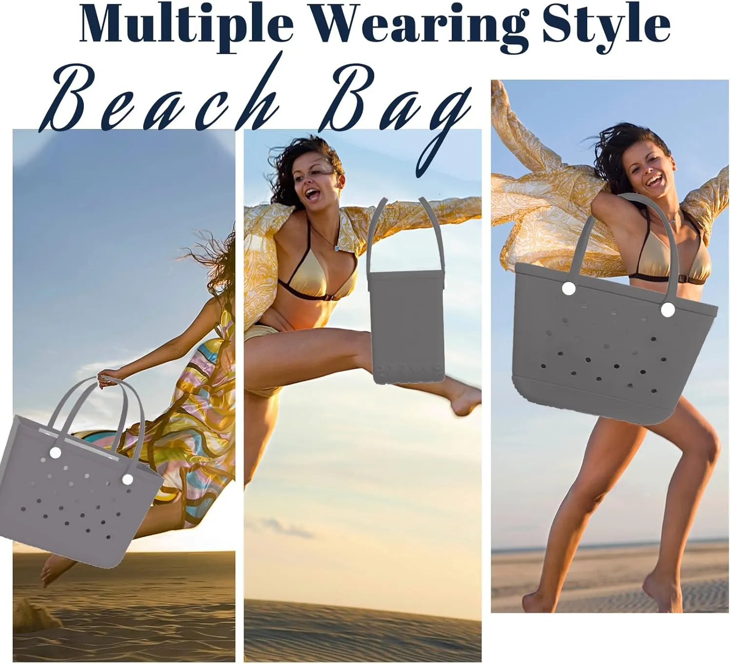 X-Large Beach Rubber Bag Waterproof Washable Handbag Durable Modern Travel Tote Bag Sports Beach Groceries Pool Travel