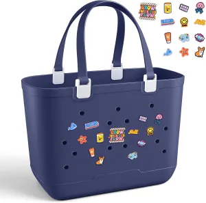 X Large EVA Beach Bag, 19 x 13.7 x 9.5 inch Waterproof Tote Bag, Durable Washable Beach Tote Handbag for Travel