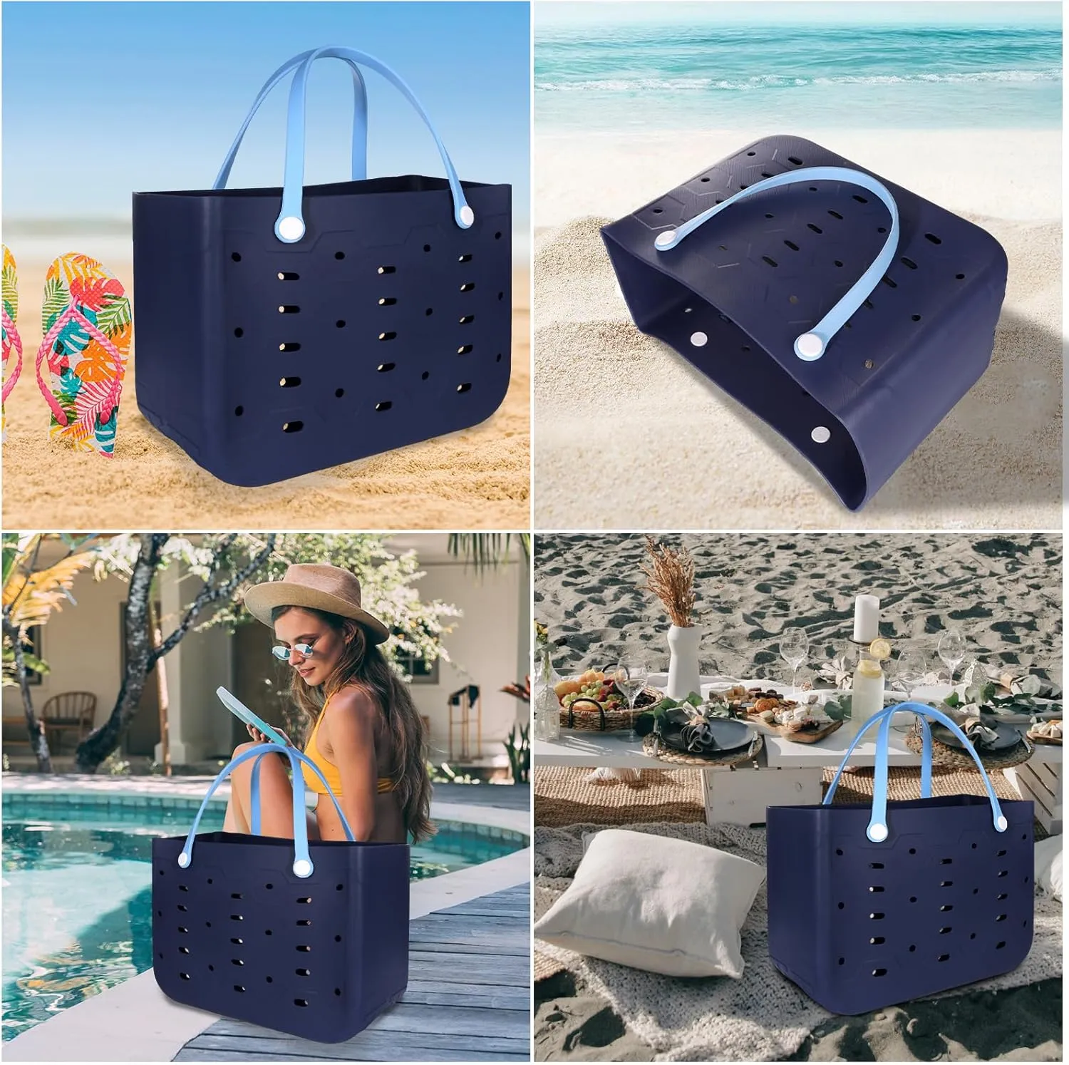 X-Large Rubber Beach Bag for Men & Women, Large Capacity Travel Tote Bag for the Beach Boat Pool