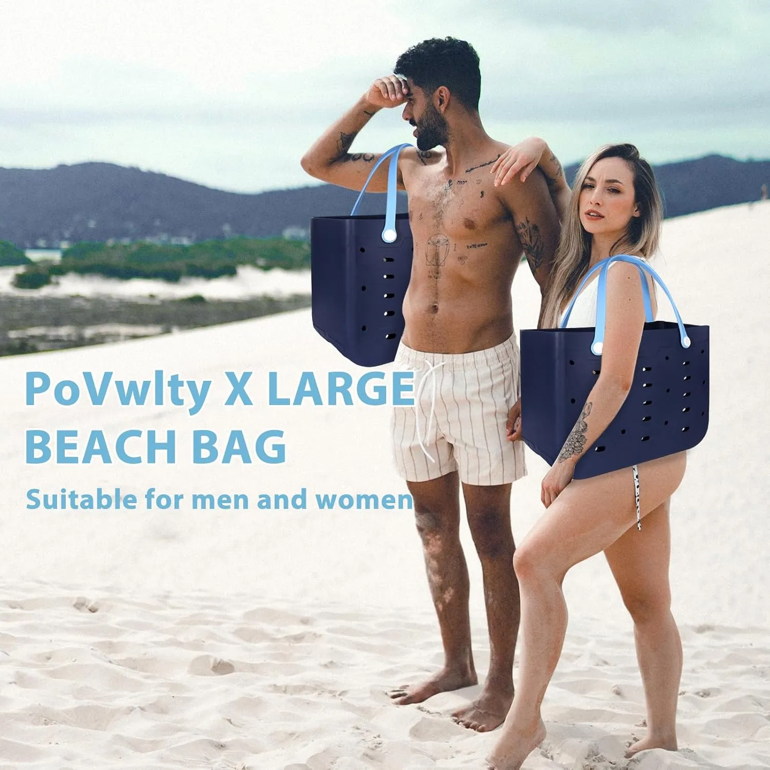 X-Large Rubber Beach Bag for Men & Women, Large Capacity Travel Tote Bag for the Beach Boat Pool
