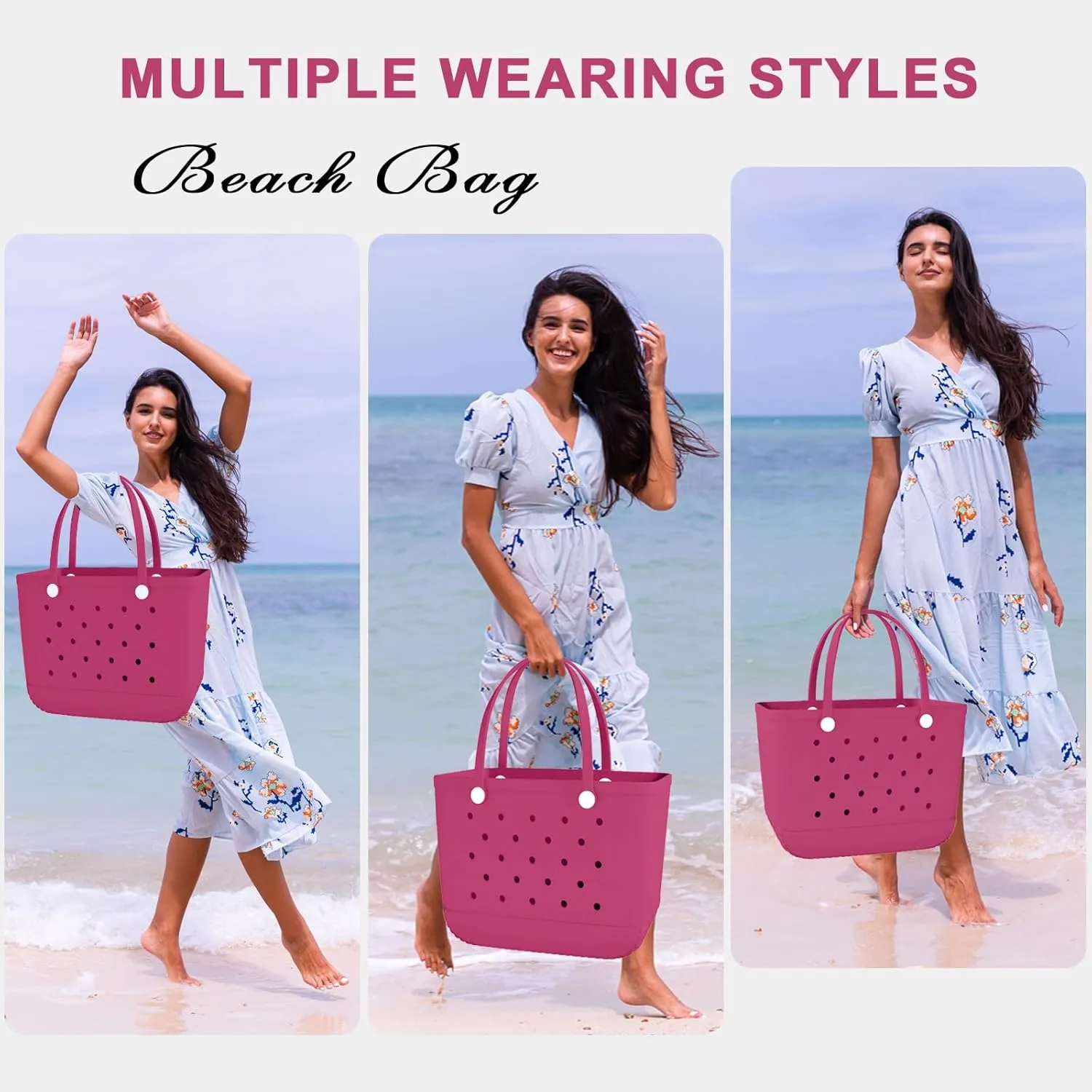 X-Large Rubber Beach Bag Tote Waterproof Tote Bag with Zipper Pocket Modern Travel Tote Bag Sports Beach