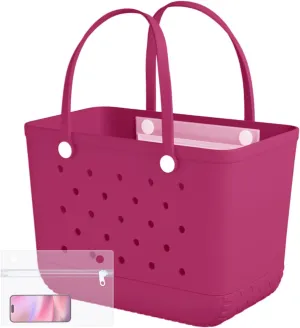 X-Large Rubber Beach Bag Tote Waterproof Tote Bag with Zipper Pocket Modern Travel Tote Bag Sports Beach