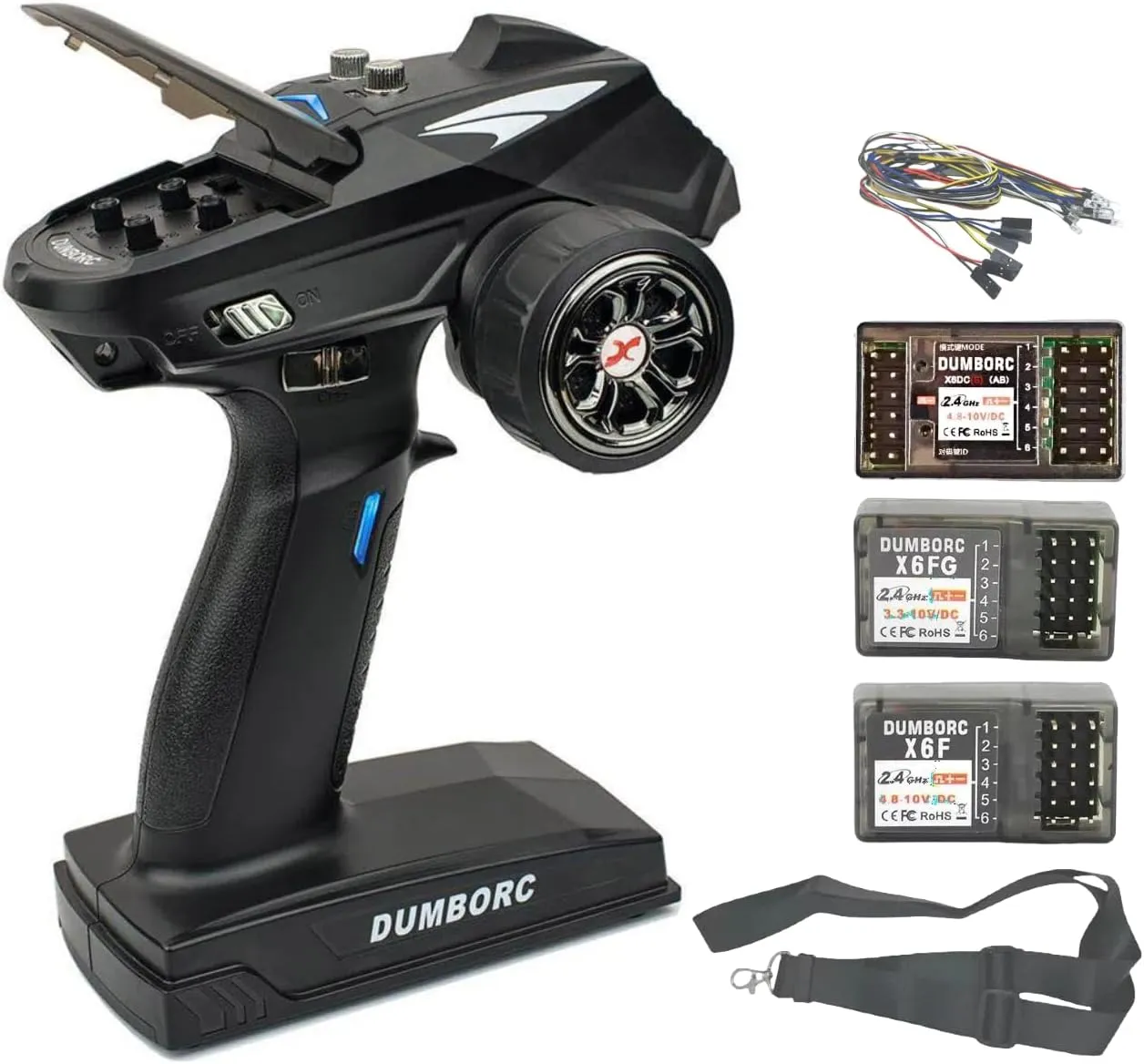 X6 Transmitter and Receivers with Gyro X6FG X6F X6DCG LED Light 6 Channel RC Remote and Receiver with Mixed Mode Fail-Safe RC Car Controller for Car/Boat/Tank