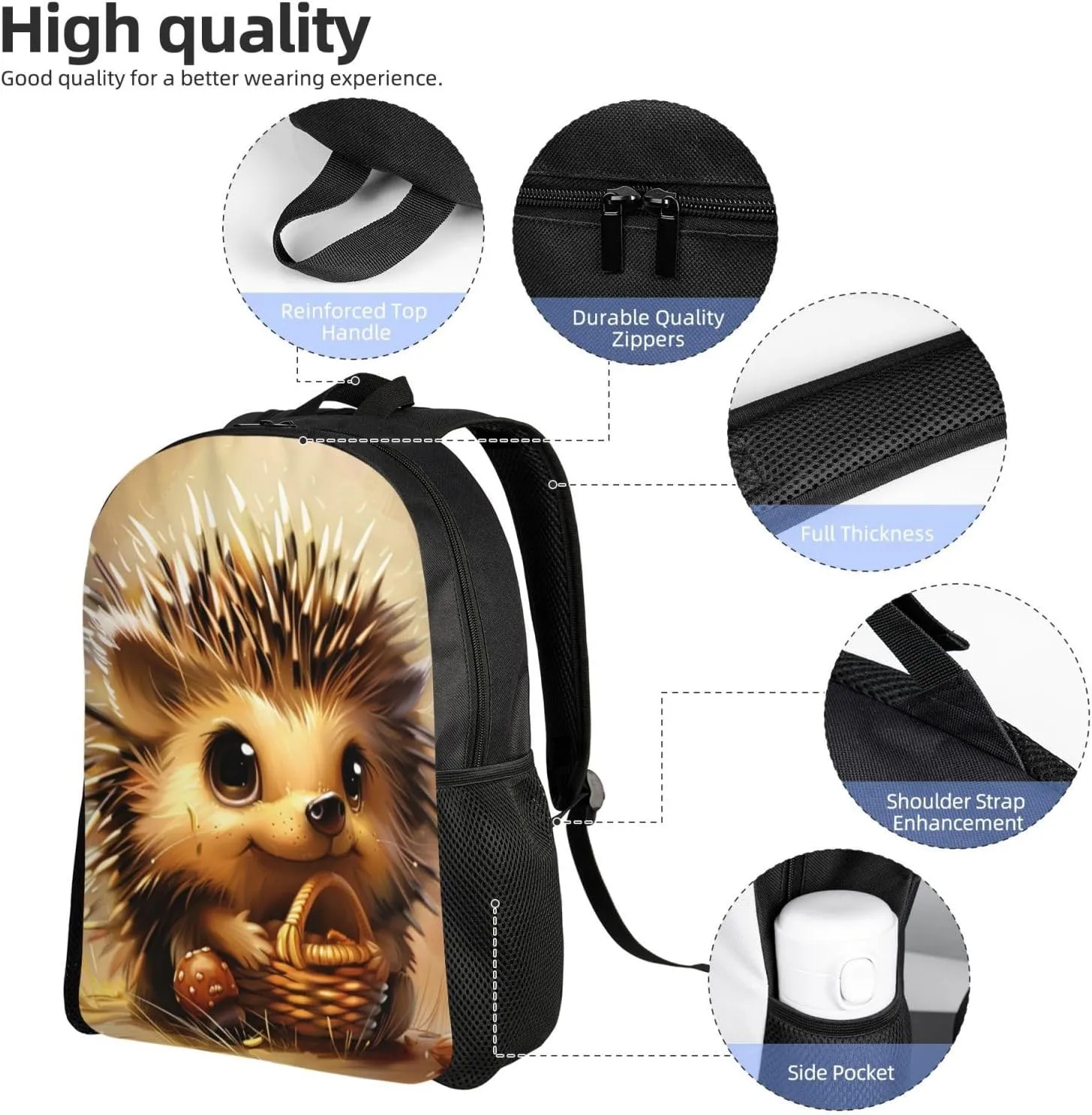Xerial Basket Hedgehog Backpack Waterproof Anti Theft Durable Light Laptop Bag Backpacks For Women Men Travel Gym Backpack