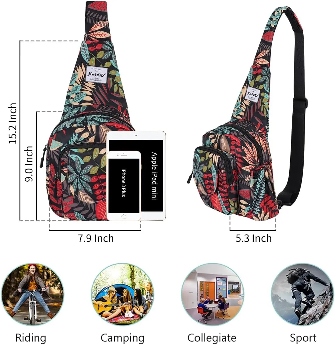 XEYOU Small Sling Bag - Lightweight One Strap Backpack Hiking Crossbody Chest Bag - Unisex Shoulder Daypack
