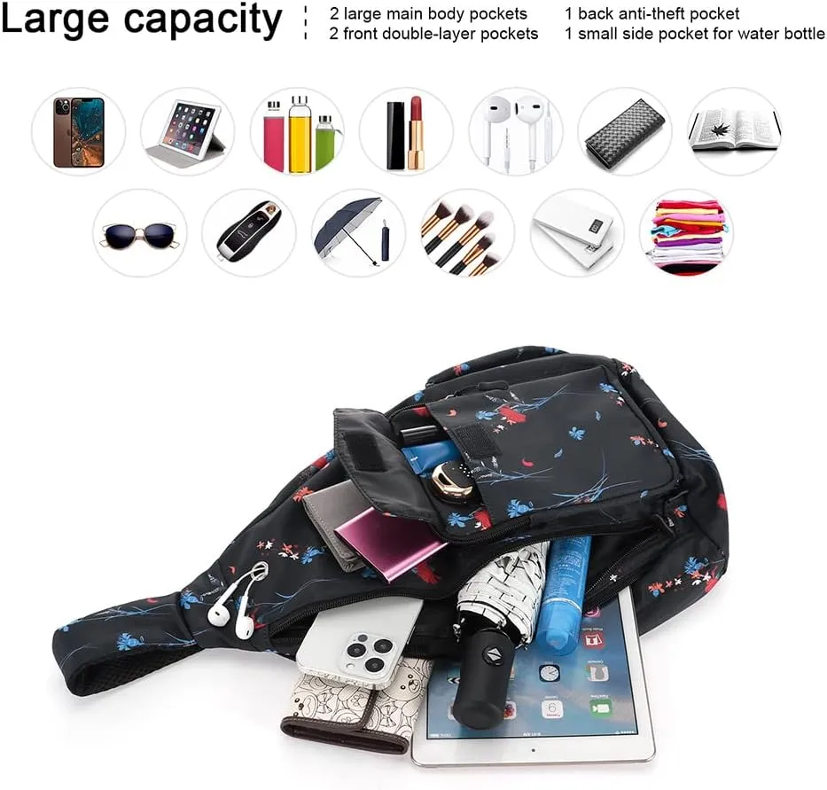 XEYOU Women's Sling Crossbody bag Casual Daypack Outdoor Travel Hiking Backpack for Cycling Walking Dog Hiking