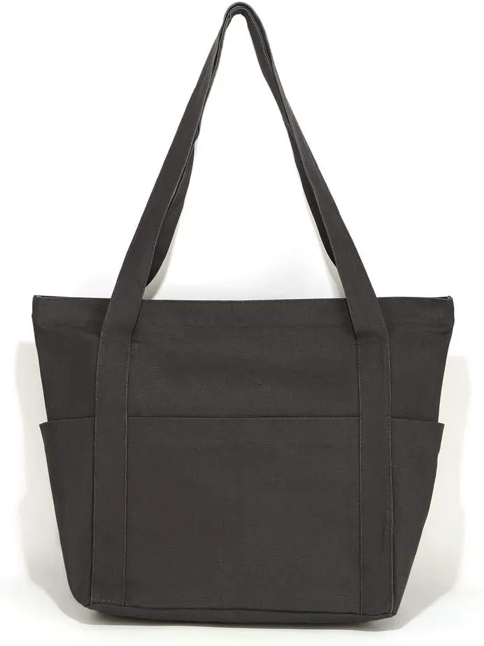 XL Heavy Duty Canvas Grocery Bag Multi Purpose Tote Outer Pockets