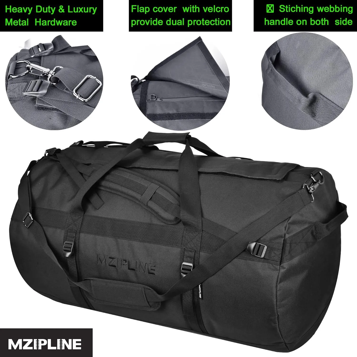 XXXL,138L Extra Large Duffle Bag Backpack-Smell Proof-Water Resistant, Sport Gym Overnight Weekender Bag,Travel Duffel Bag With Carbon Lining (Black, Extra Large) (Black)